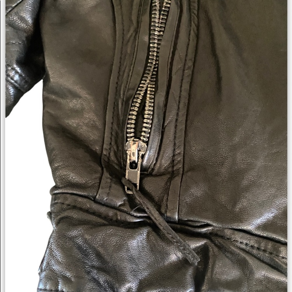 All Saints Worley Cropped 3/4 Sleeve Moto Leather Jacket - Picture 5 of 16